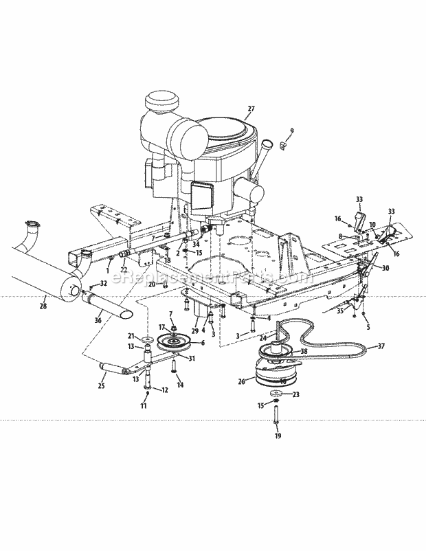 Engine Accessories S7237 Diagram and Parts List for S7237-KW 53CI8DU8050-37HP Cub Cadet Lawn Tractor